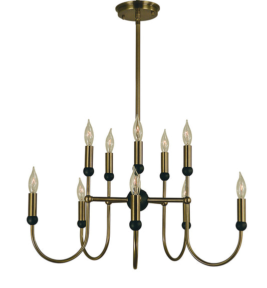 Framburg 10-Light Antique Brass Matte Black Nicole Chandelier