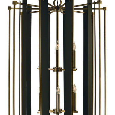 Framburg Louvre 12 - Light Antique Brass with Matte Black Foyer Chandelier 4806 AB/MBLACK