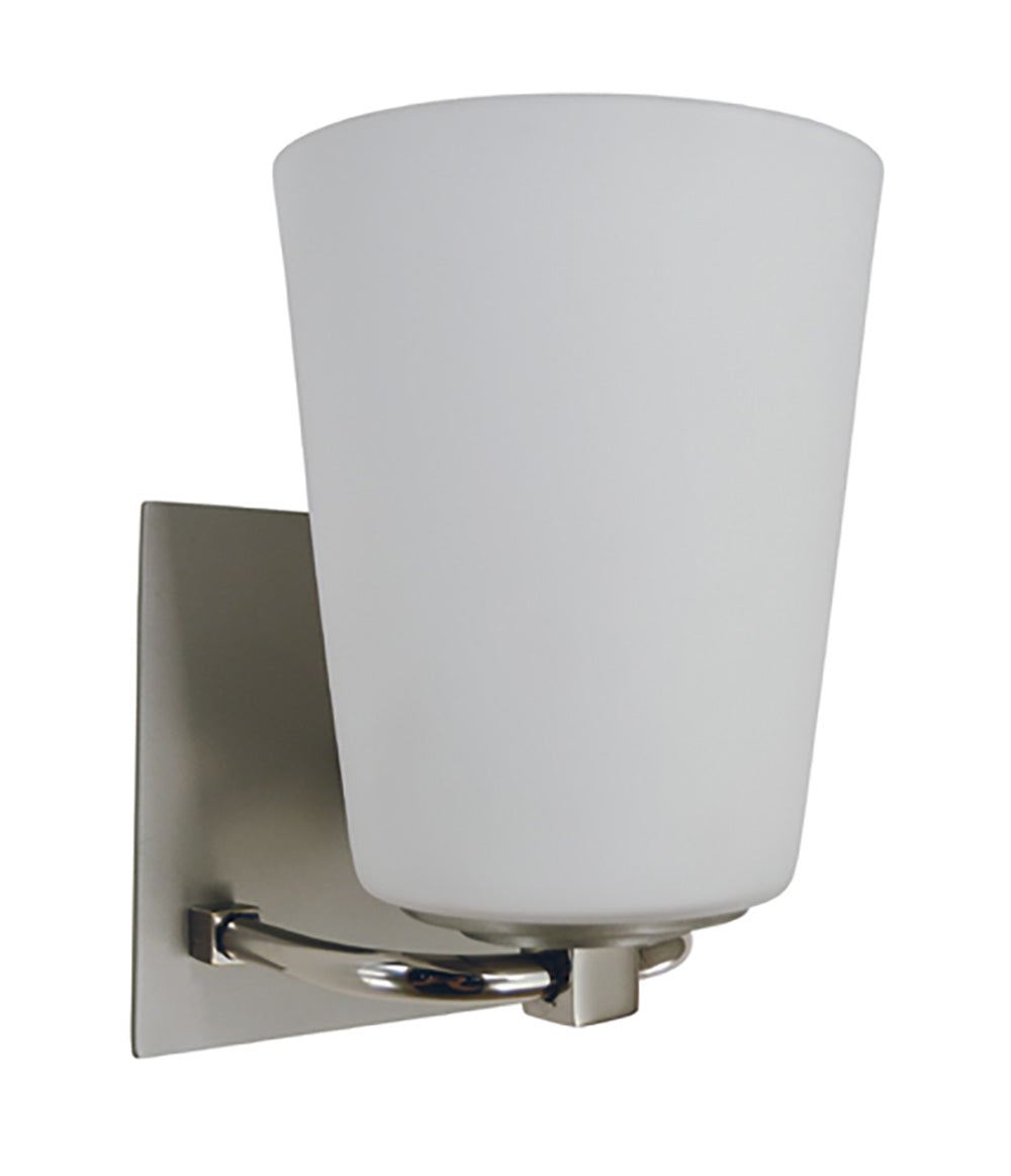 Framburg Satin Pewter Polished Nickel White Glass Mercer Bath Sconce
