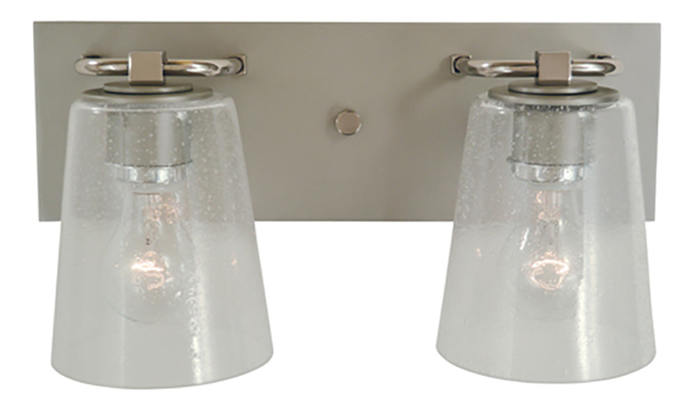 Framburg 2-Light Satin Pewter Polished Nickel Clear Seedy Glass Mercer Bath Sconce