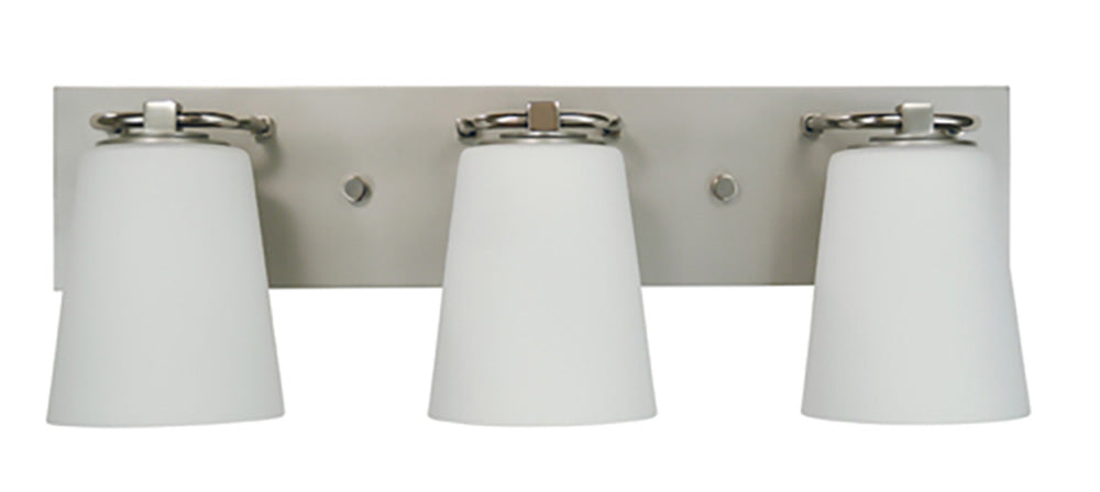 Framburg 3-Light Satin Pewter Polished Nickel White Glass Mercer Bath Sconce