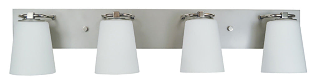 Framburg 4-Light Satin Pewter Polished Nickel White Glass Mercer Bath Sconce