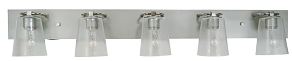 Framburg 5-Light Satin Pewter Polished Nickel Clear Seedy Glass Mercer Bath Sconce
