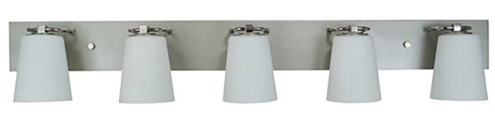Framburg 5-Light Satin Pewter Polished Nickel White Glass Mercer Bath Sconce