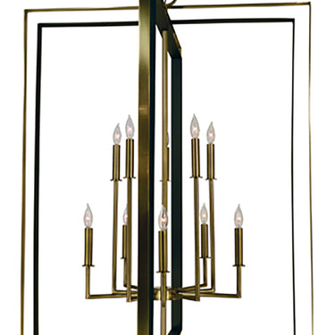 Framburg Symmetry 10 - Light Antique Brass with Matte Black Foyer Chandelier 4868 AB/MBLACK