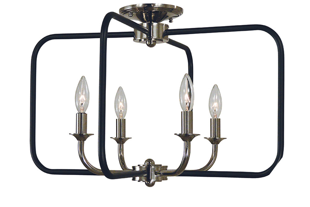 Framburg Boulevard 4 - Light Polished Nickel with Matte Black Accents Flush Mount 4913 PN/MBLACK