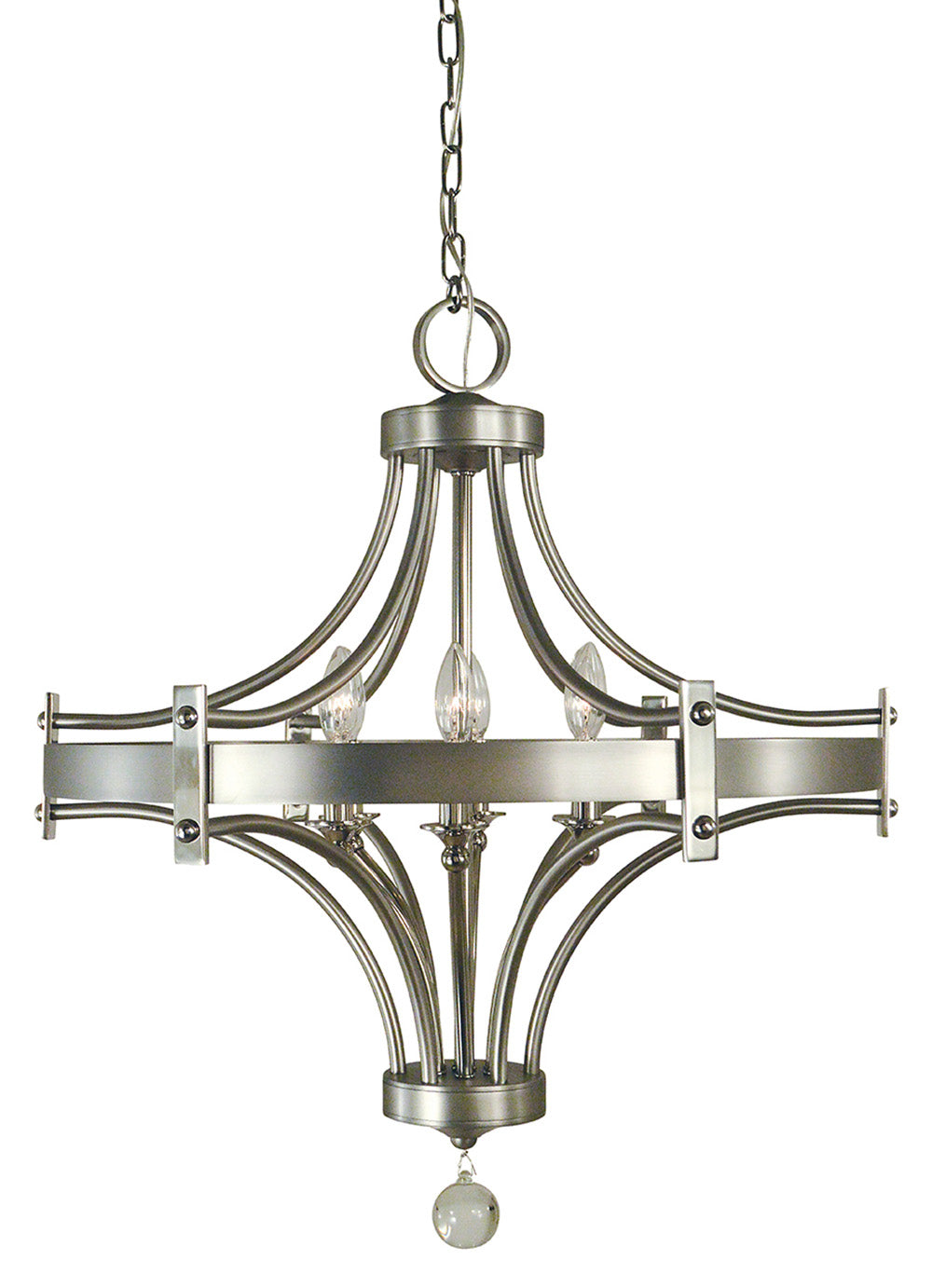 Framburg Regent 6 - Light Satin Pewter with Polished Nickel Accents Chandelier 4920 SP/PN