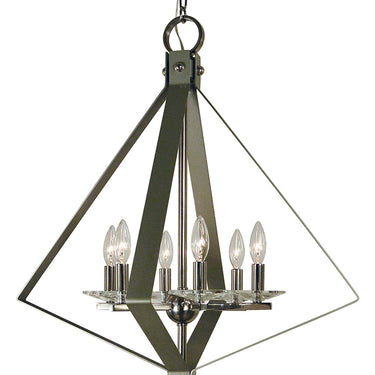 Framburg Ice 6 - Light Polished Nickel with Satin Pewter Accents Chandelier 4926 PN/SP