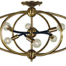 Framburg Orbit 6 - Light Antique Brass with Matte Black Accents Flush Mount 4947 AB/MBLACK