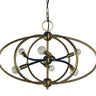Framburg Orbit 6 - Light Antique Brass with Matte Black Accents Chandelier 4948 AB/MBLACK