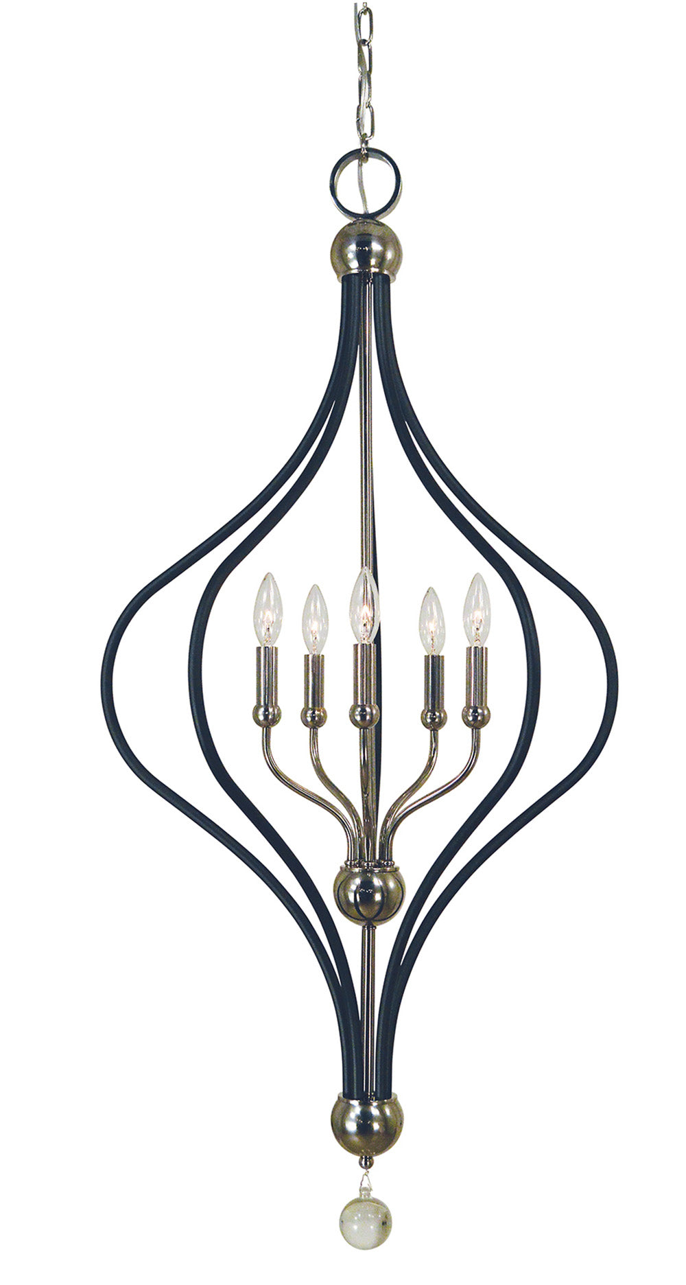 Framburg Boulevard 5 - Light Polished Nickel with Matte Black Accents Chandelier 4950 PN/MBLACK