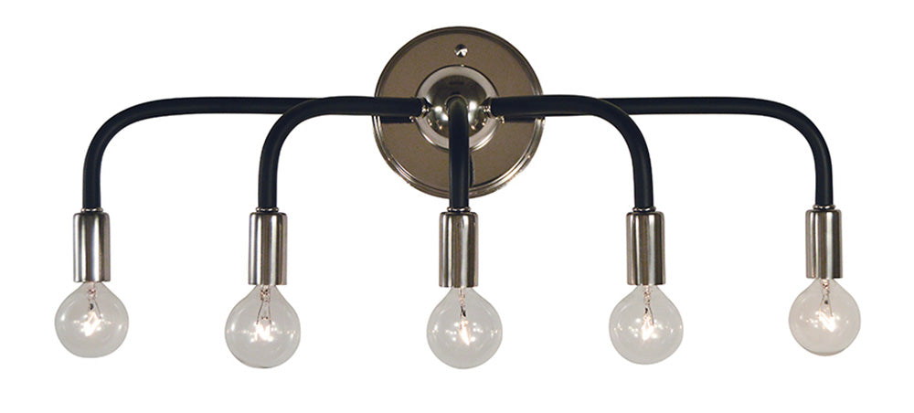Framburg Candide 5 - Light Polished Nickel with Matte Black Accents Wall Sconce 5005 PN/MBLACK