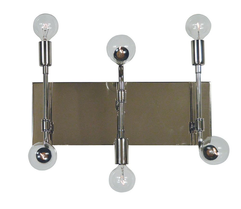 Framburg Fusion 6 - Light Polished Nickel with Matte Black Accents Wall Sconce 5018 PN/MBLACK