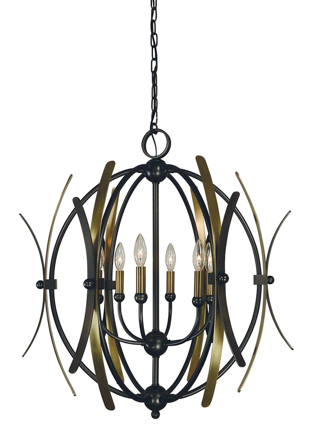 Framburg Monique 6 - Light Mahogany Bronze with Antique Brass Accents Chandelier 5055 MB/AB