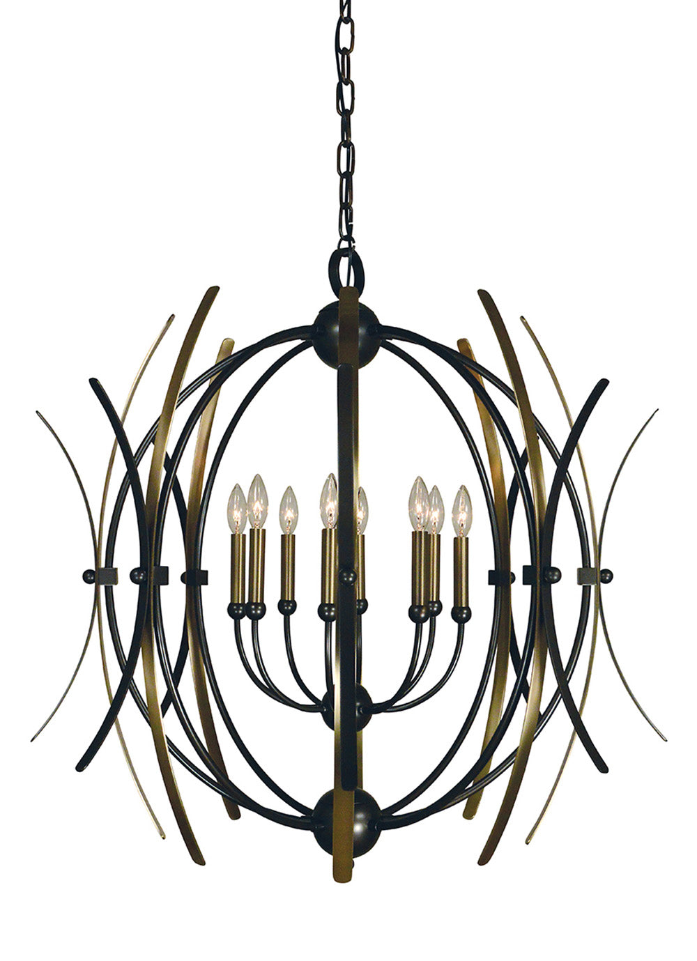 Framburg Monique 8 - Light Mahogany Bronze with Antique Brass Accents Chandelier 5058 MB/AB