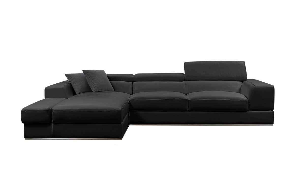 VIG Furniture Divani Casa Pella Mini Black Leather Left Sectional Sofa