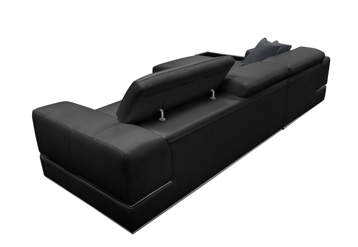 VIG Furniture Divani Casa Pella Mini Black Leather Left Sectional Sofa