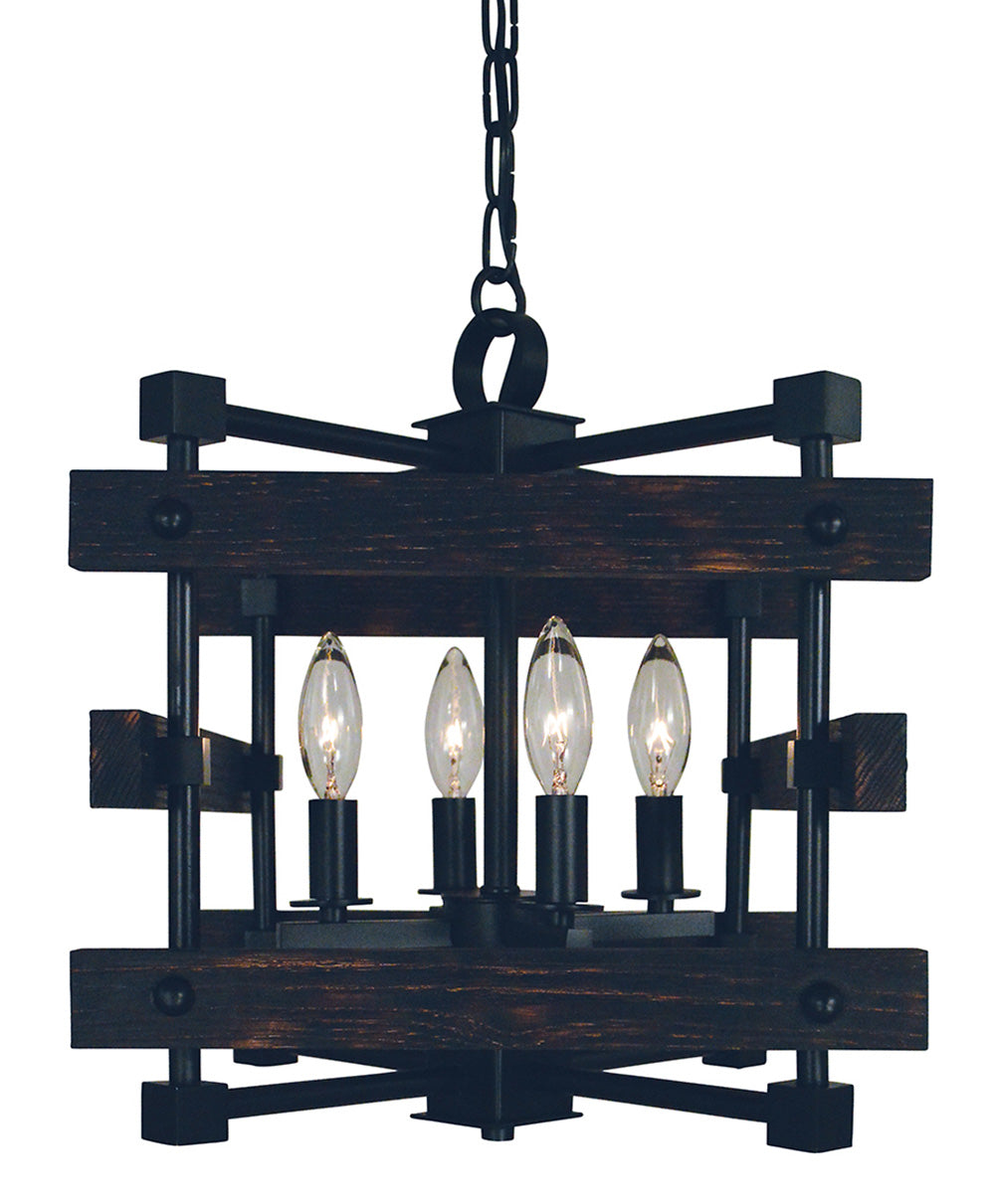 Framburg Rustic Chic 4 - Light Matte Black Dual Mount Chandelier 5270 MBLACK