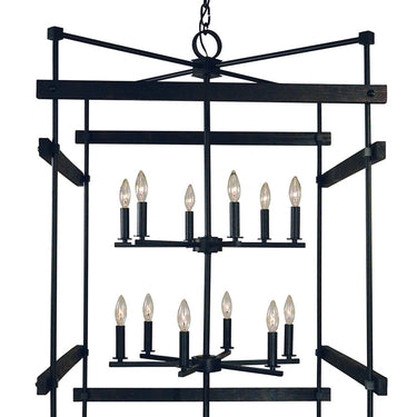 Framburg Rustic Chic 12 - Light Matte Black Foyer Chandelier 5278 MBLACK
