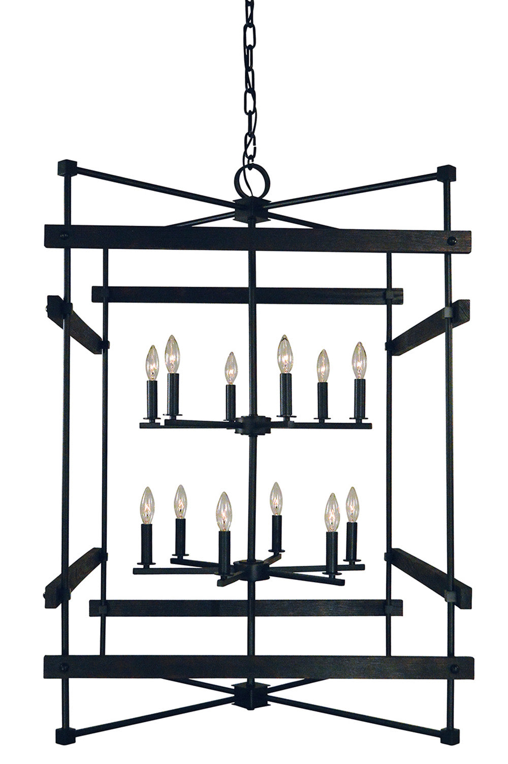 Framburg Rustic Chic 12 - Light Matte Black Foyer Chandelier 5278 MBLACK