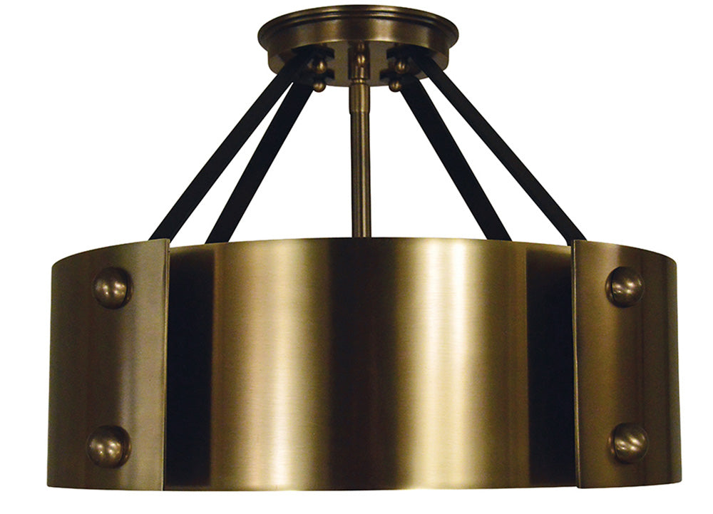 Framburg Lasalle 6 - Light Antique Brass with Matte Black Accents Flush Mount 5290 AB/MBLACK