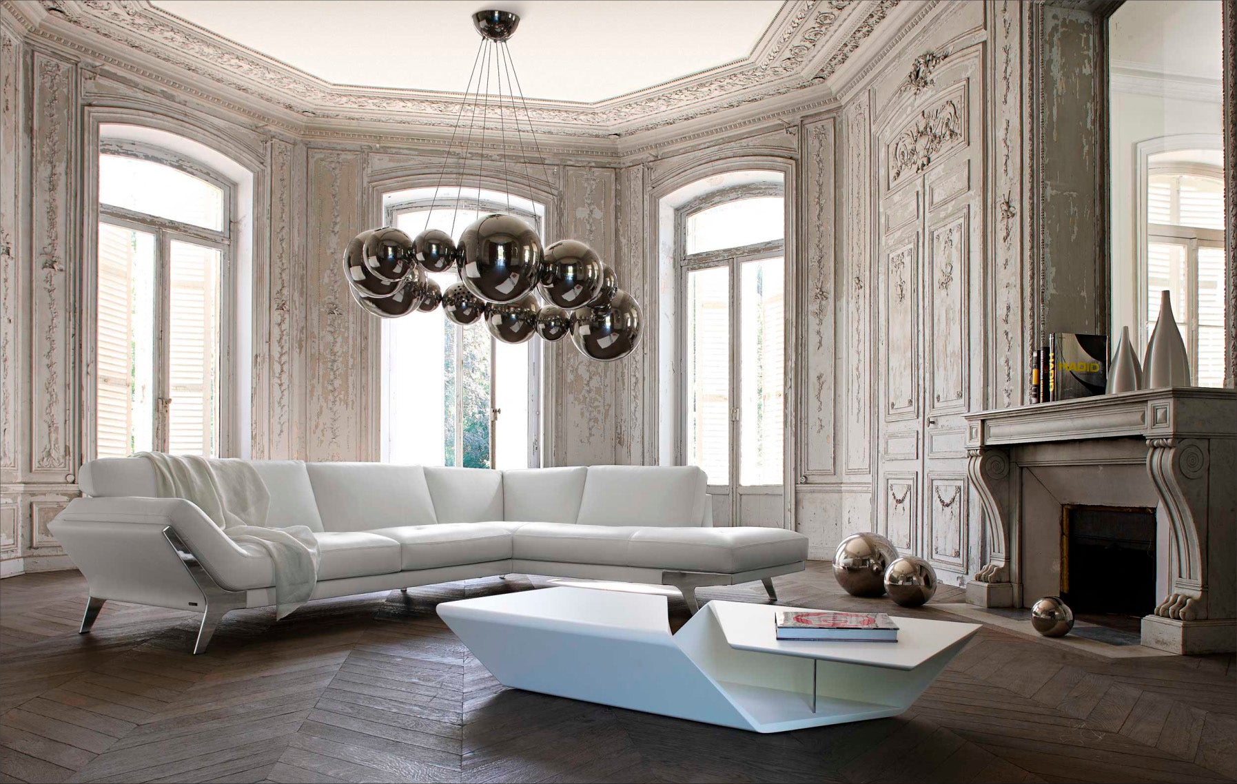 VIG Furniture Divani Casa Lidia White Italian Leather Sectional Sofa