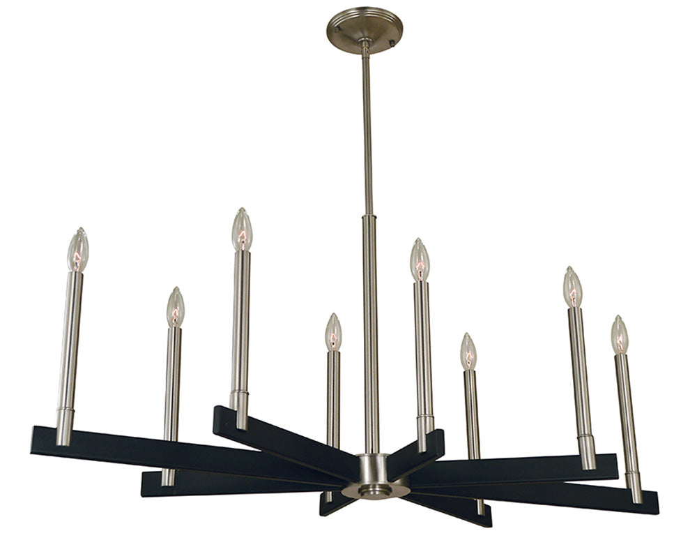 Framburg 8-Light Brushed Nickel Matte Black Jessica Dining Chandelier