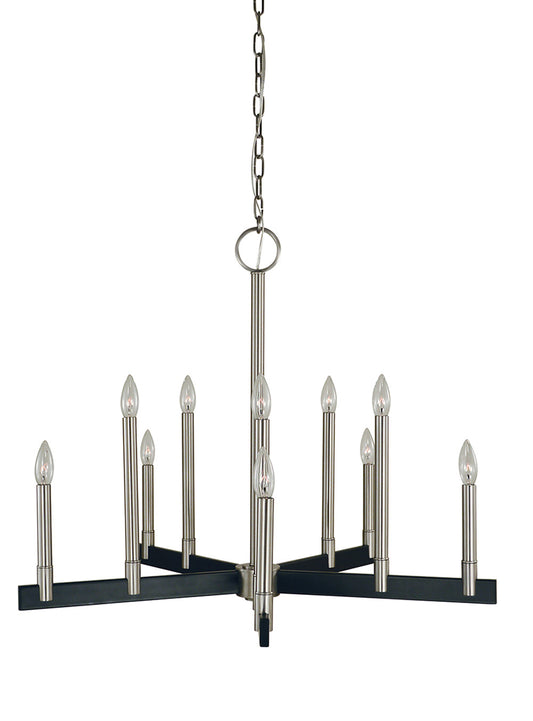 Framburg 10-Light Brushed Nickel Matte Black Jessica Dining Chandelier