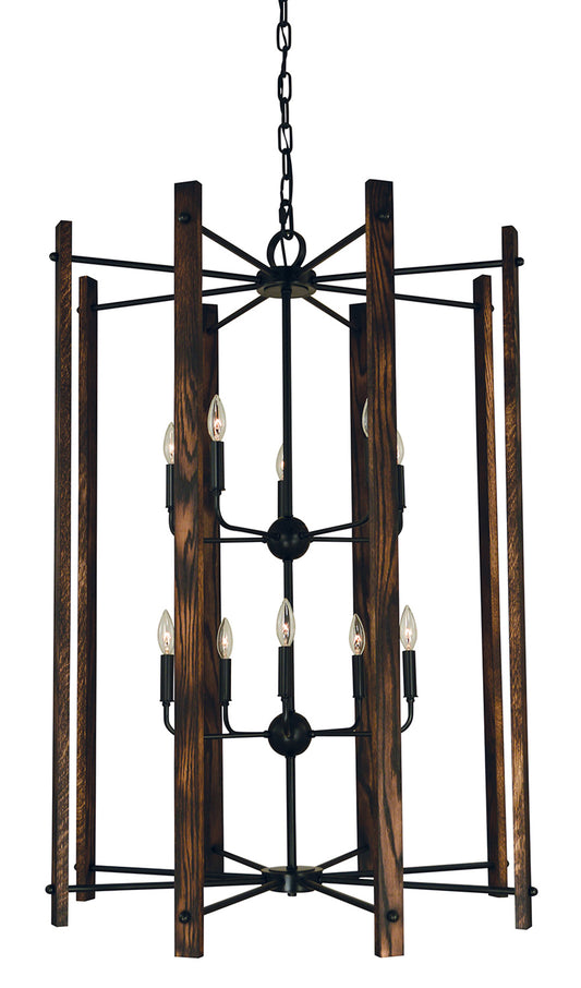 Framburg 10-Light Matte Black Modern Farmhouse Foyer Chandelier