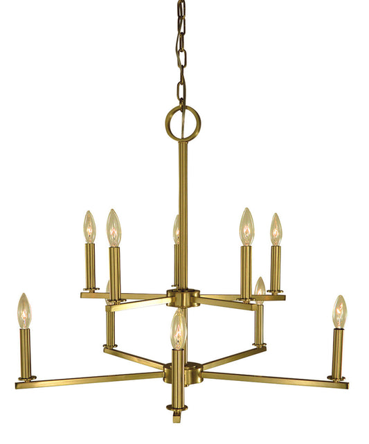 Framburg 10-Light Bushed Brass Evelyn Dining Chandelier