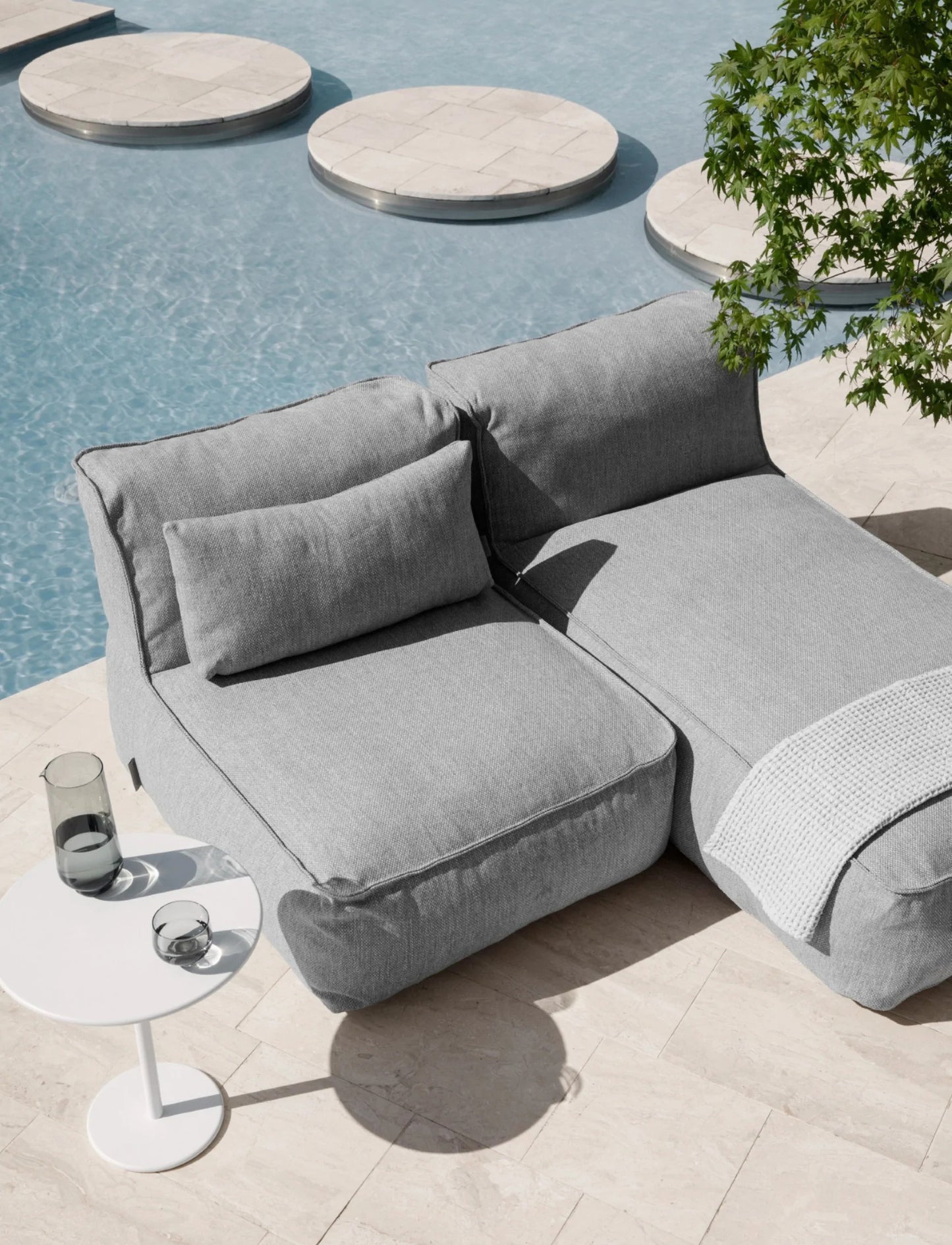 Blomus Grow Single Chaise Sectional Outdoor Patio Lounger Coal 62073