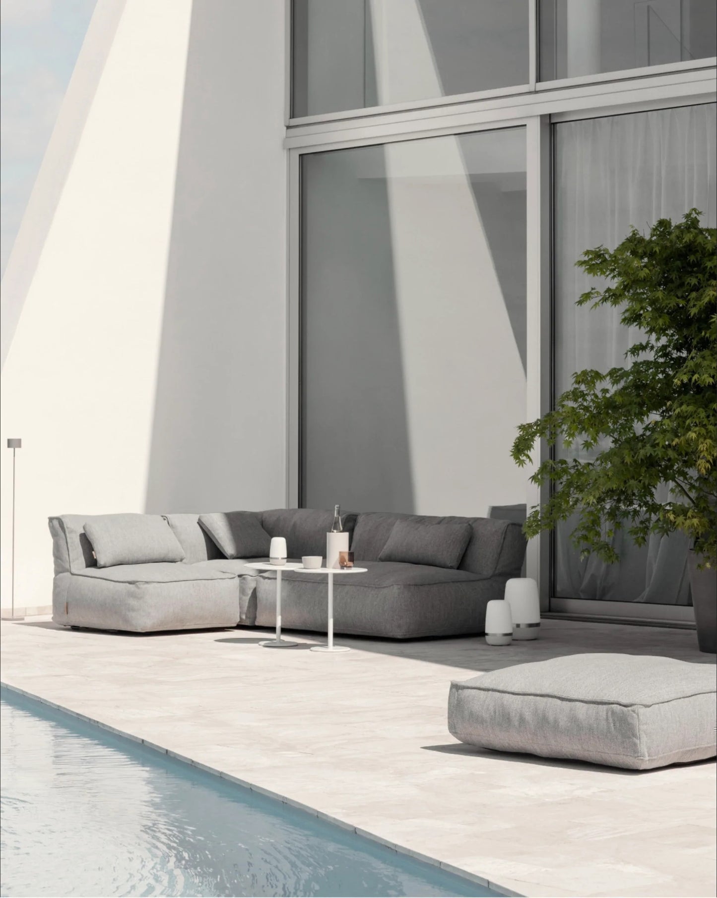 Blomus Grow Double Chaise Sectional Outdoor Patio Lounger Coal 62075