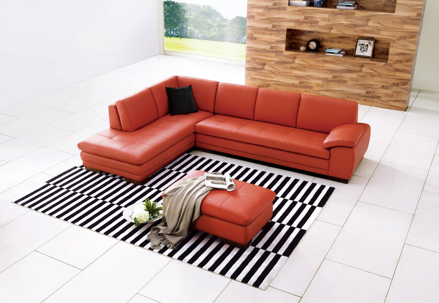 625 Italian Leather Sectional Sofa Pumpkin LHF by JM