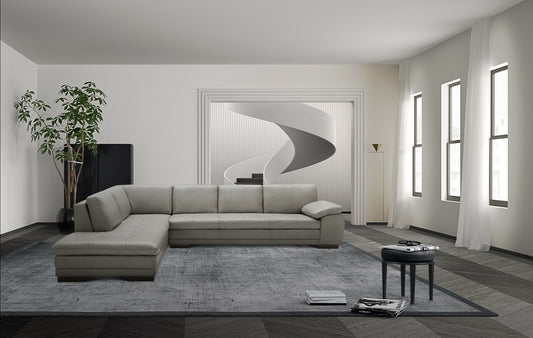 625 Italian Leather Sectional Sofa Grey LHF by JM