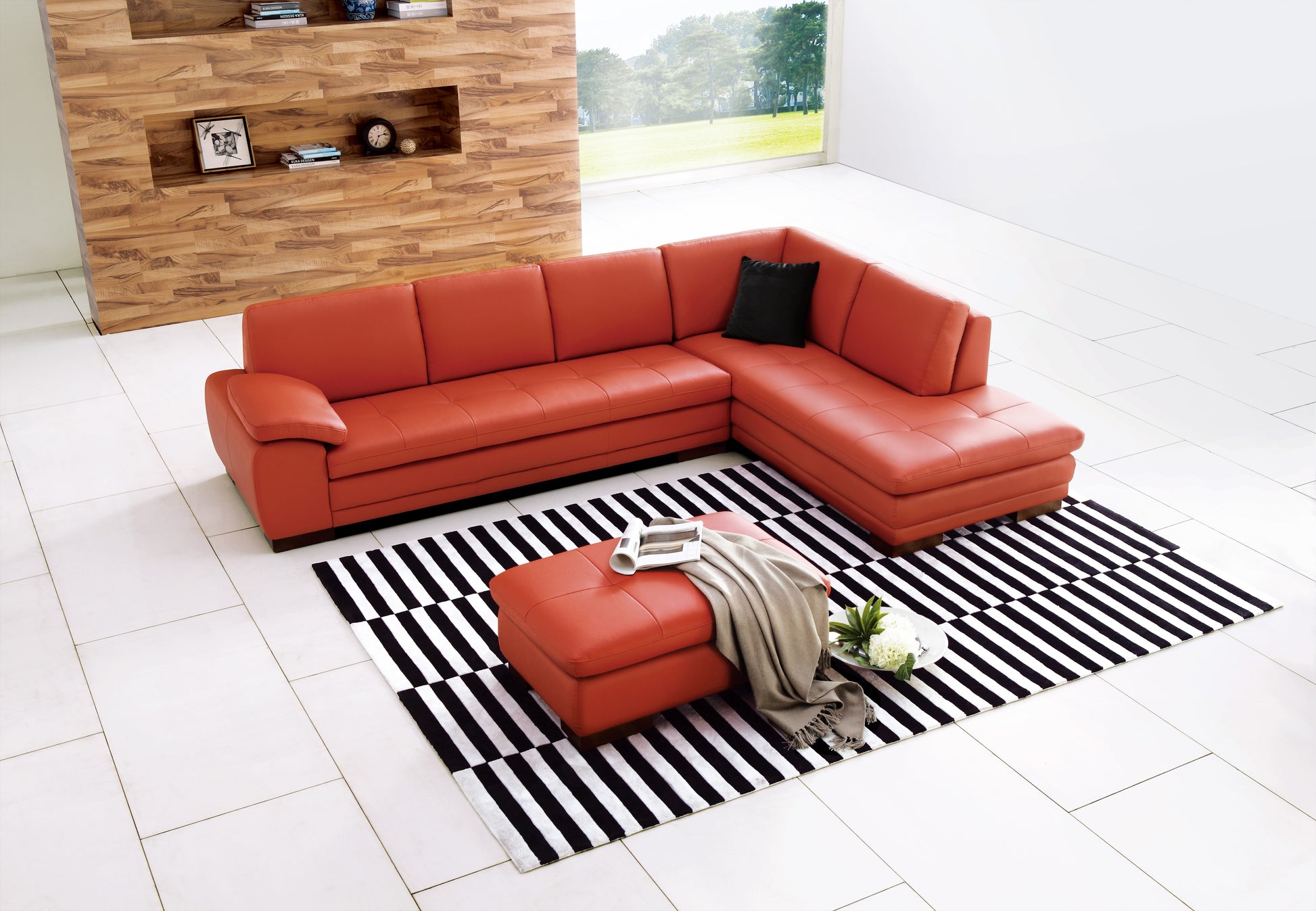 625 Italian Leather Sectional Sofa Pumpkin RHF by JM