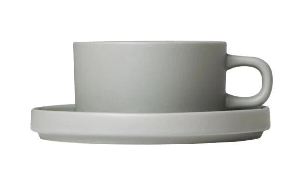 Blomus Pilar Tea Cups Saucers Mirage Grey Set of 2  63912