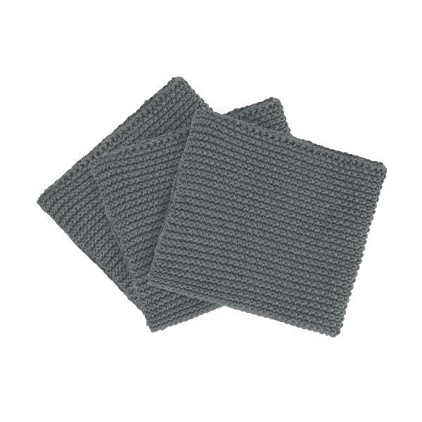 Blomus Wipe Perla Knitted Dish Cloths Cotton Sharkskin Set of 3 64236