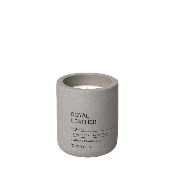 Blomus Fraga Candle Small Satellite Taupe Royal Leather Scent 65950