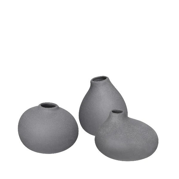 Blomus Nona Mini Vases Pewter Dark Grey Set of 3 66223