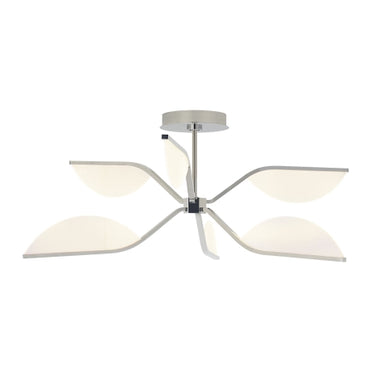 Belterra 30 Inch Modern LED Chandelier with Petal-Shaped Lightguides in Polished Nickel