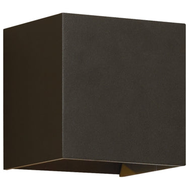 Bronze LED outdoor wall sconce with up and down lighting for modern home exterior