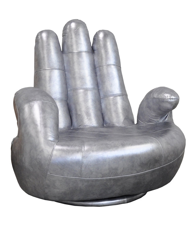 VIG Furniture Estro Salotti Sosia Italian Silver Leather Hand Accent Chair