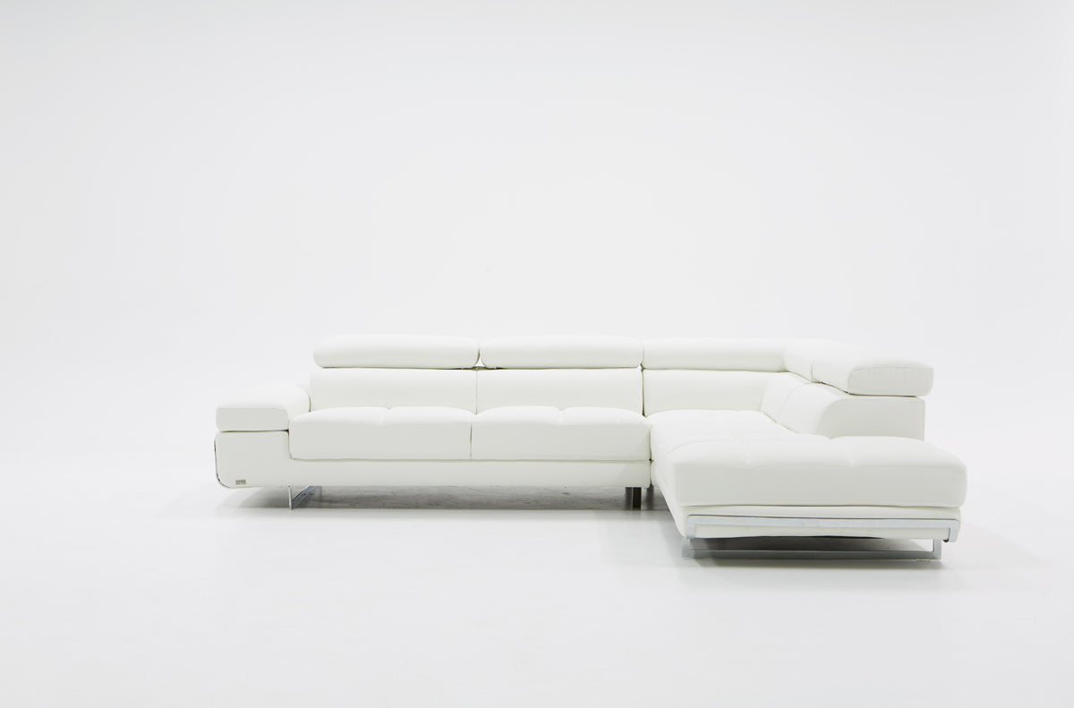 VIG Furniture Divani Casa Myst Mini White Leather Right Sectional Sofa