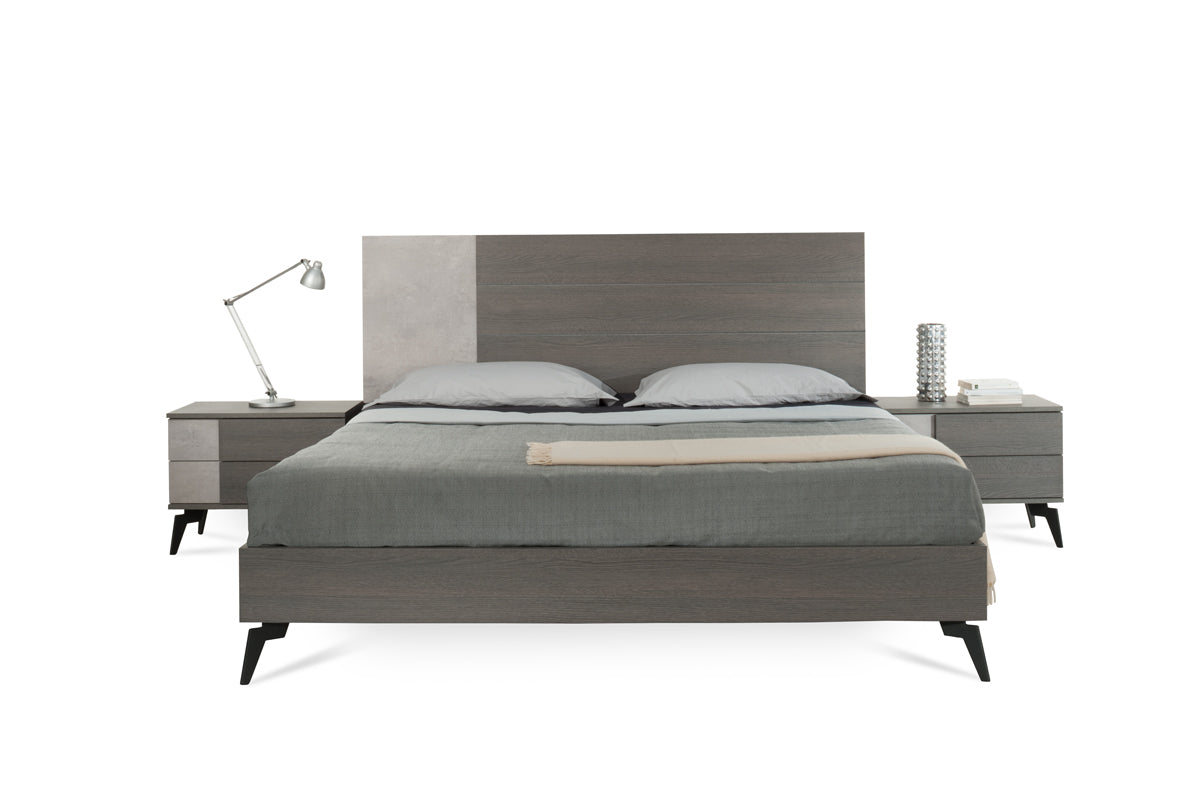 VIG Furniture Nova Domus Palermo Italian Faux Concrete Grey Bedroom Set
