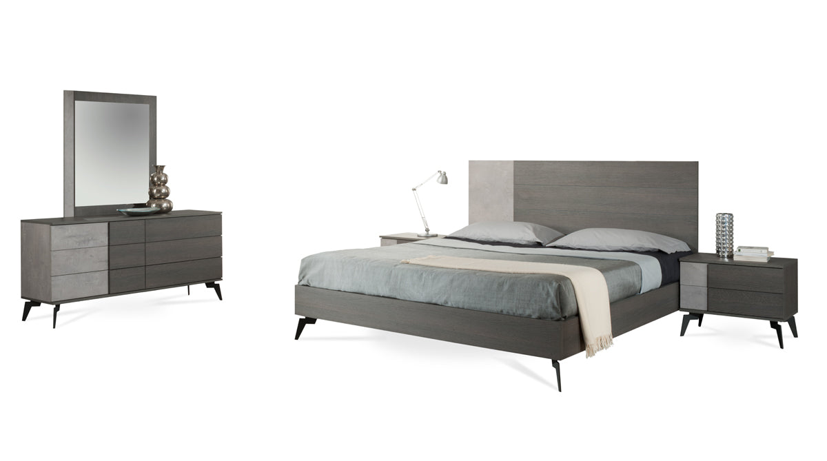 VIG Furniture Nova Domus Palermo Italian Faux Concrete Grey Bed