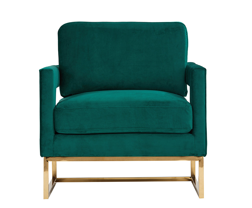 VIG Furniture Modrest Edna Green Velvet Gold Accent Chair