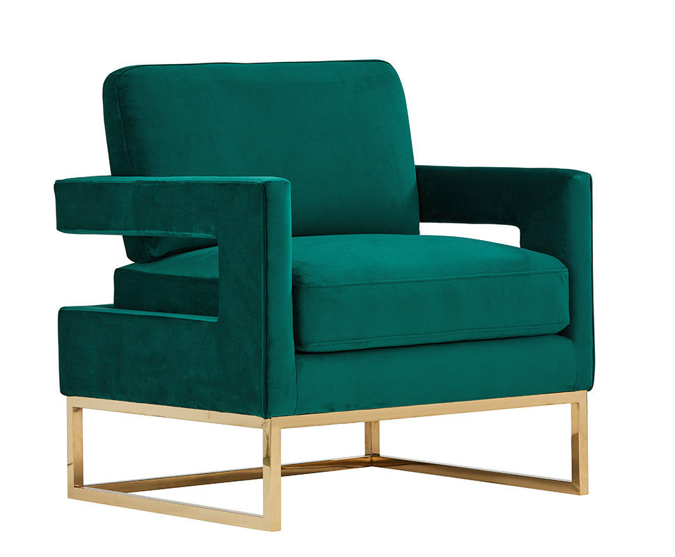 VIG Furniture Modrest Edna Green Velvet Gold Accent Chair