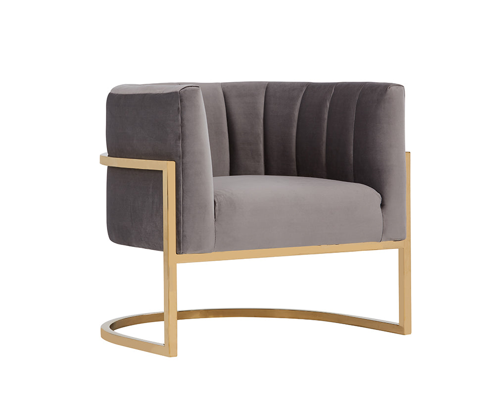VIG Furniture Modrest Landau Grey Velvet Gold Accent Chair