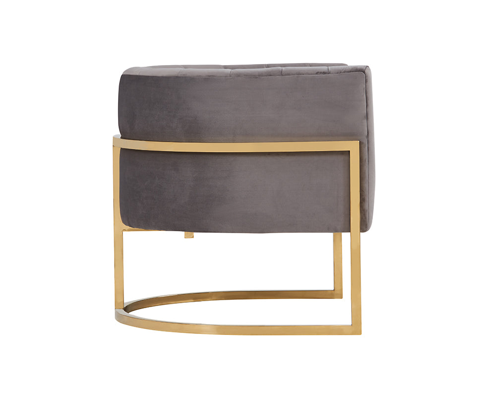VIG Furniture Modrest Landau Grey Velvet Gold Accent Chair