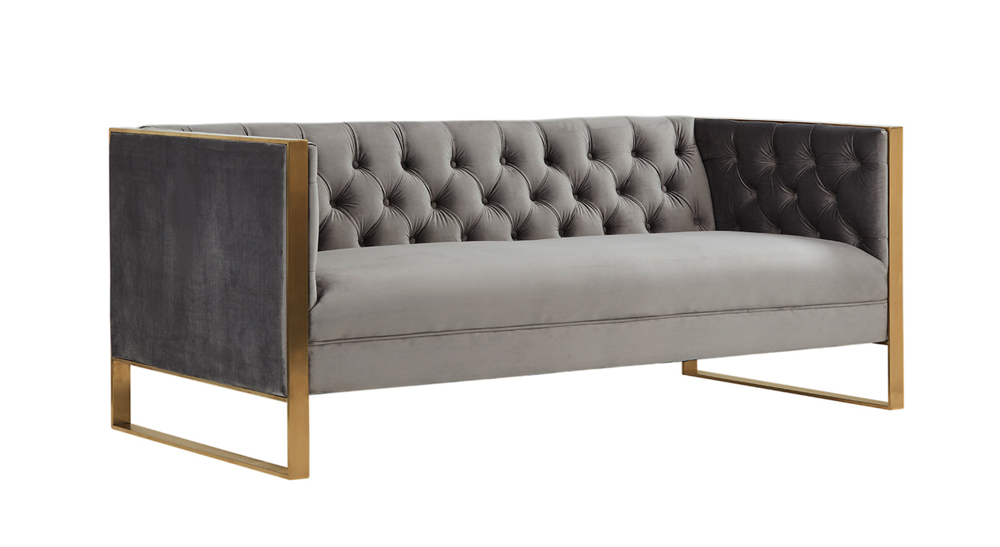 VIG Furniture Divani Casa Carlos Grey Velvet Gold Sofa